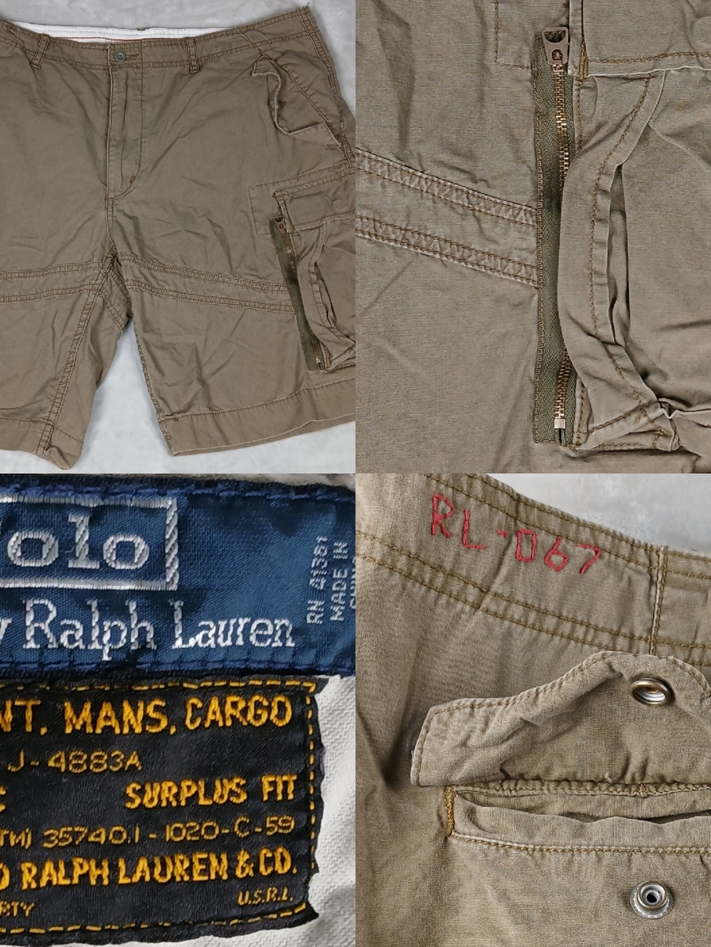 Vintage Polo Ralph Lauren Surplus Fit Cargo Shorts 38 Men's RL-067 Green VTG